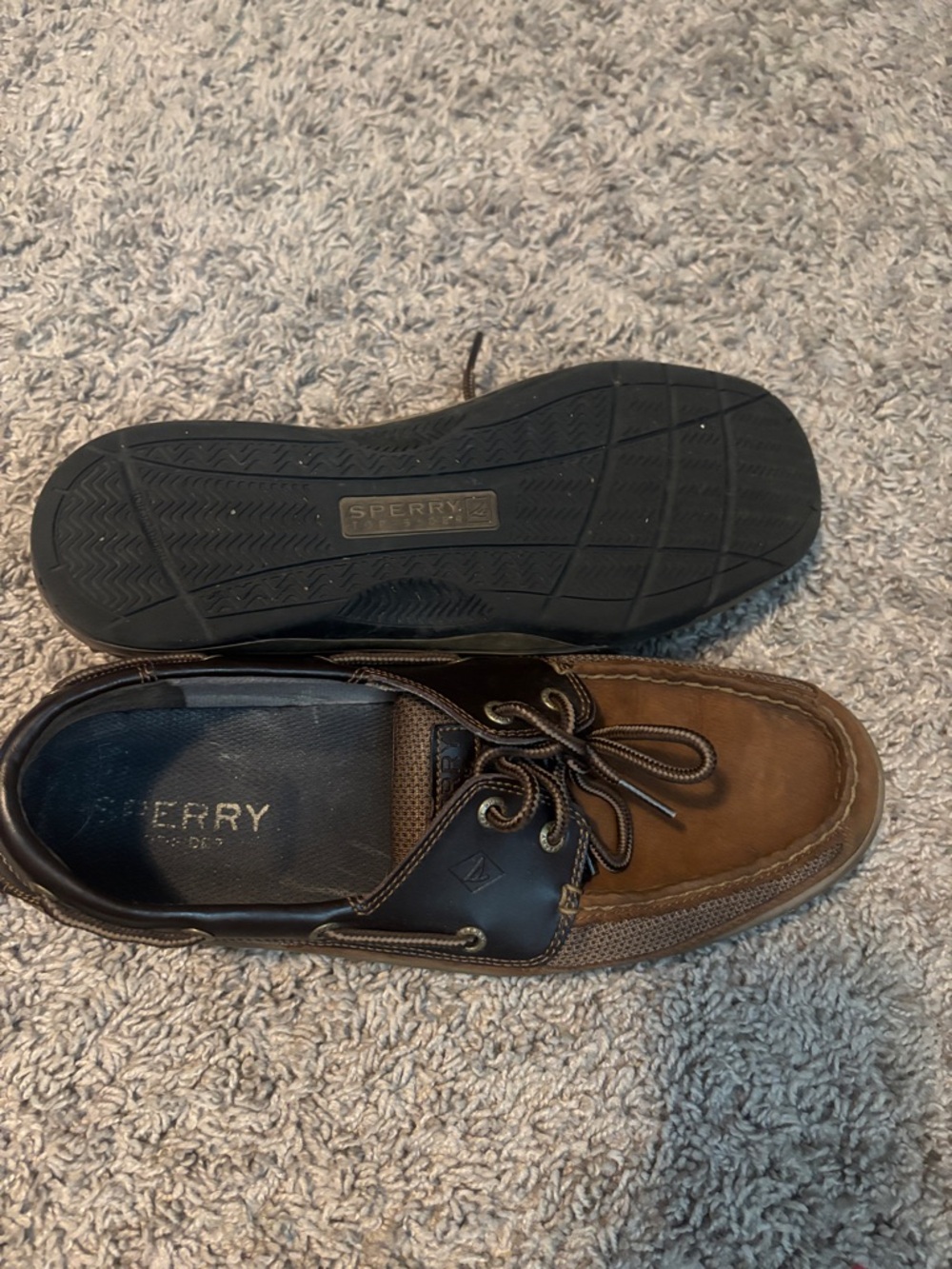 Sperry Men’s Brown and Dark Brown Boat Shoes Size 11 - Picture 6 of 7